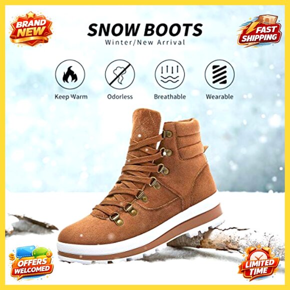 Lace-Up Combat Boots with Side Zipper, Anti-Slip Sole, Fluffy Lining, Winter - Picture 2 of 7